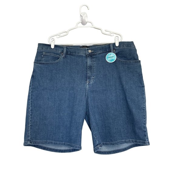 Lee Pants - Lee Relaxed Fit Bermuda Jeans Short Womens Plus Size 24W Medium Blue Denim New